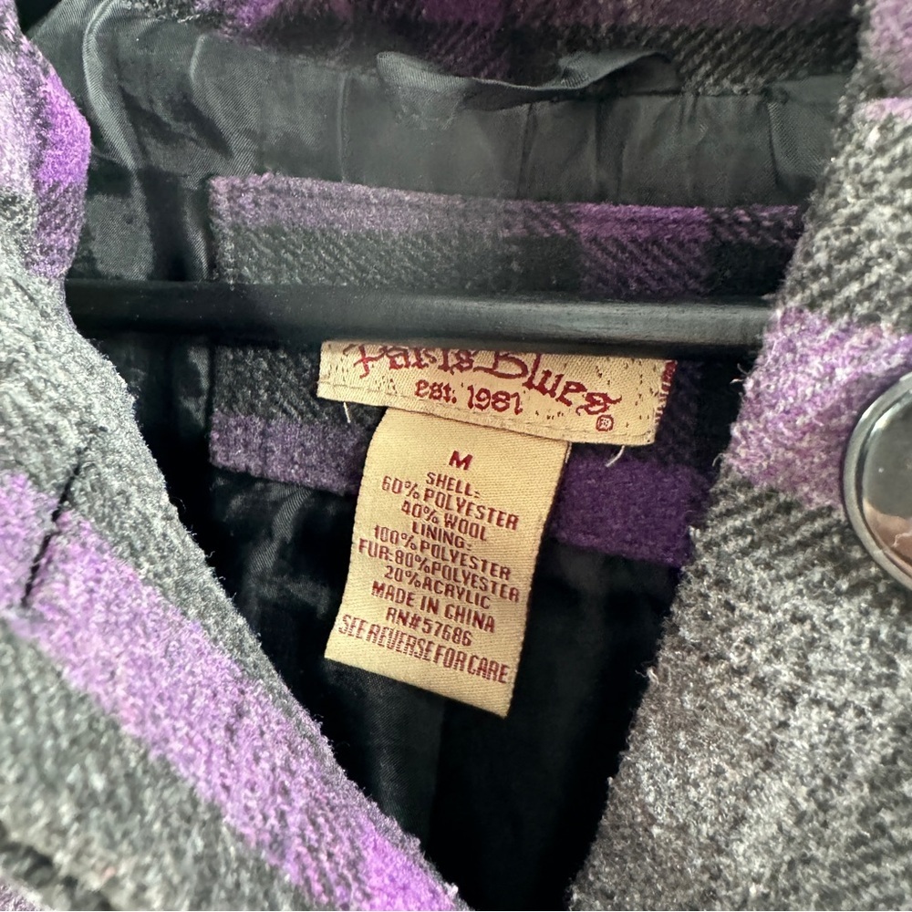 Paris Blues Y2K Vintage Medium Black and Purple Plaid Jacket - Picture 4 of 7